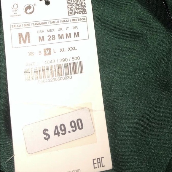 Green Polka Dot Top tie back‎ neck women’s top Zara sz medium - Picture 6 of 6